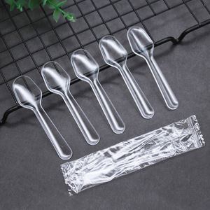 PS Transparente Ice Cream Scoop Descartável Pequeno <span class=keywords><strong>Mini</strong></span> Colher De Plástico para Sobremesa - Product Image 6