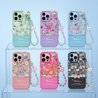 Coque de téléphone PC Fleur Diamant avec chaîne pour iPhone 18 17 16 15 14 13 12 11 et ITEL City200 City100 A100C A200 – Housse arrière tendance pour filles