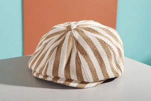 Casquette Gavroche Rétro Western à Rayures Épaisses Printemps Automne, Chapeau Béret Simple pour Jeunes Filles et Garçons - Product Image 4