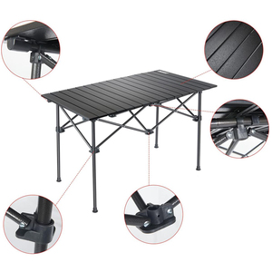 Mesa plegable para exteriores de aluminio, ligera, ajustable en altura, con organizador de almacenamiento para barbacoa, fiesta, Camping - Product Image 4