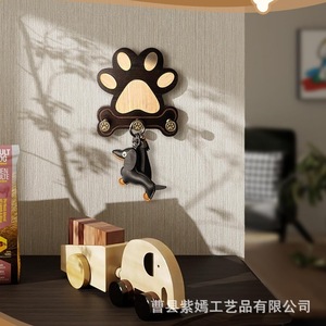 Wooden Dog Paw <b>Wall</b> Mount <b>Key</b> Holder With <b>Hooks</b> For Home Entryway Storage Rack - Product Image 3