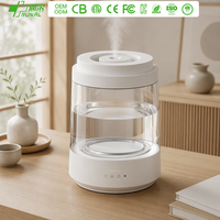 Humidificateur d'air RUNAL Desk Kc blanc grande capacité avec intérieur en verre, fonction brume chaude et lampe de nuit LED RVB à 7 couleurs changeantes pour la pièce