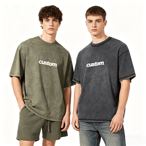 Camisetas de Cuello Redondo y Manga Corta para Hombre, Tallas Grandes, con Logotipo Personalizado, Estilo Vintage, Lavado y Desgastado, con Gráficos - Product Image 1