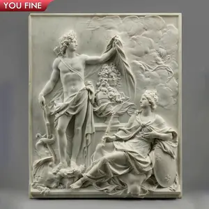 Hand Carved Natural Antique Marble Relief Wall Sculpture