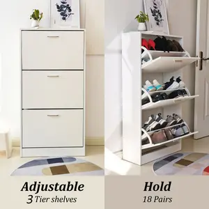 NOVA meubles de salon maison blanc étagère à chaussures pliable mélamine basculement seau armoire à chaussures Ultra mince armoire de rangement