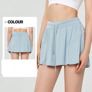 2024 женские шорты с логотипом на заказ 2 в 1, теннисные юбки, одежда для спортзала, шнурок, солнцезащитные теннисные юбки - Product Image 6