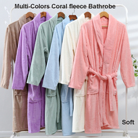 Peignoir de bain épais en flanelle, couleur unie, Simple, chaud, Long, personnalisé, pour femmes, vêtements de maison, haute qualité