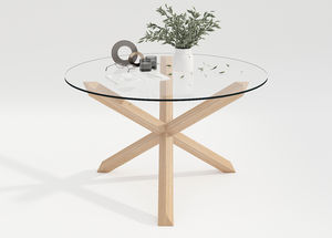 قاعدة خشبية مطاطية دائرية من الزجاج المقسى شفافة عصرية لأثاث المنزل أو الفندق لاستخدام غرفة الطعام - Product Image 2