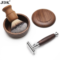 Kit de rasage personnalisé JDK pour hommes, rasoir de sécurité à 5 lames, soin de la barbe, rasoir de rasage, ensemble de toilettage, brosse à raser humide