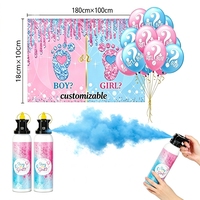 Kit de fournitures pour fête de révélation du sexe du bébé, certifié Prop 65, pour la Saint-Valentin, avec ballons en poudre biodégradables et toile de fond