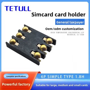 מחבר כרטיס SIM פשוט מסוג SMT עם 6 פינים, עם חיבורים עגולים מצופים זהב, תומך בגבהים של 1.5/1.8/2.0/2.5/3.0H - Product Image 2