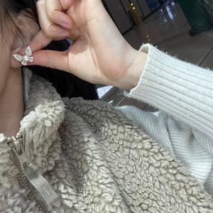 Boucles d'oreilles papillon en perles Akoya, 7-8mm, rondes, en argent 925, avec accents de cristal, bijoux de mariage pour femmes - Product Image 3