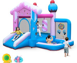 Château gonflable bleu clair personnalisé avec toboggan et piscine à balles, grande structure gonflable d'extérieur pour la <span class=keywords><strong>location</strong></span> événementielle - Product Image 5
