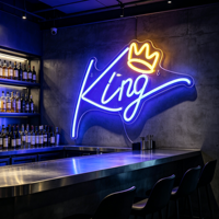 Enseigne néon LED personnalisée en forme de couronne royale avec plaque arrière en acrylique pour bar, club, maison, publicité, multicolores, télécommande, intérieur