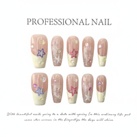 Faux ongles longs en forme de cercueil, style Y2K, faits à la main |   Ongles 3D de luxe avec cristaux scintillants |   Embouts en gel souple personnalisés réutilisables à couverture complète
