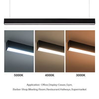 Éclairage suspendu linéaire LED moderne d'intérieur 1.2m 2.4m Rectangle noir et blanc suspendu forme longue Design contemporain