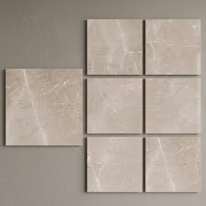 Pulpis Moca Marble Look Glazed Porcelain Floor Tiles Contemporary Interior Design 80x80cm Premium Finish - Product Image 1