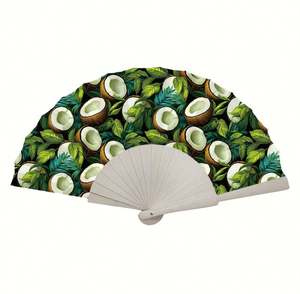 Éventail en papier personnalisé avec logo imprimé, pliable, en bois, artisanat, décoration intérieure, motif traditionnel de fleurs blanches peintes, 101 pièces - Product Image 6