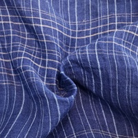 Tissu en lin pur 100% de haute qualité, tissé délicat, 119 g/m², 138 cm, léger, à carreaux, pour chemises et robes