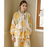 Pyjama d'hiver en flanelle à manches longues pour femme avec taille élastique, idéal pour l'été et le printemps, logo frontal inclus