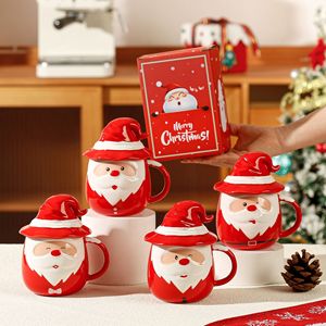 Ly cà phê gốm sứ ông già Noel có thể tùy chỉnh bán buôn, kèm nắp giữ nhiệt và thìa, thích hợp cho khách sạn, quán bar và nhà hàng - Product Image 1