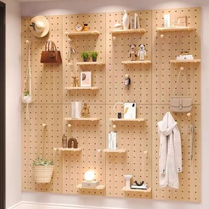 Solid Wood Pegboard Wall Mounted Storage <b>Rack</b> Rectangle Multifunctional For Bedroom Living Room <b>Kitchen</b> Neatening Storage - Product Image 1