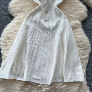 <span class=keywords><strong>ชุด</strong></span>เดรส<span class=keywords><strong>แขน</strong></span><span class=keywords><strong>สั้น</strong></span>คอปกแบบวินเทจสำหรับ<span class=keywords><strong>ผู้หญิง</strong></span>กระโปรงสเวตเตอร์กระดุมแถวเดียวมีเอวกลิ่นหอมขนาดเล็ก - Product Image 4