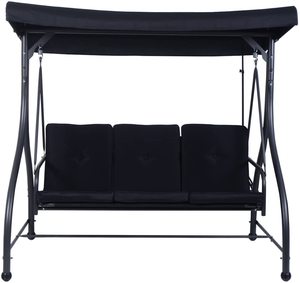 Adjustable Porch Patio <strong>Garden</strong> <strong>Bench</strong> Cushion <strong>Swings</strong> with Canopy Steel Frame Modern Design 3-Seater - Product Image 4