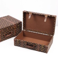 Ensemble vintage de 3 valises de coffre au trésor en bois coffre de pirate couvercles de coffre en bois coffres de rangement décoratifs chariot à bagages vintage