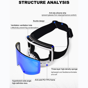 Lunettes de protection des yeux de ski personnalisées Lentille miroir anti-buée Snowboard Cadre en tpu double lentille anti-buée avec lunettes de ski lunettes - Product Image 2