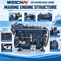 Ensemble moteur diesel marin Weichai WP6C250-25 228HP, refroidi par eau, 6 cylindres, pour bateau de pêche, bateau de patrouille, navire de travail