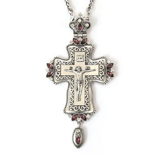 ZD034 قلادة صليب صدرية يونانية تقليدية مطلية بالفضة العتيقة وألوان حجرية مخصصة متنوعة - Product Image 6