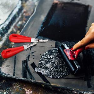 Kit de découpe et d'impression sur linoléum, outils de sculpture de tampons, coupe-linoléum, 6 coupe-linoléum assortis, kit de gravure sur bloc de luxe - Product Image 5