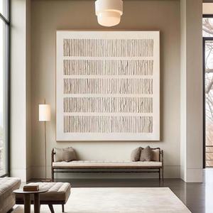 Arte Mural Moderno y Neutral, Arte Mural 3D, Lienzo Texturizado Neutral, Arte Wabi Sabi para Decoración Moderna del Hogar y Galería - Product Image 4