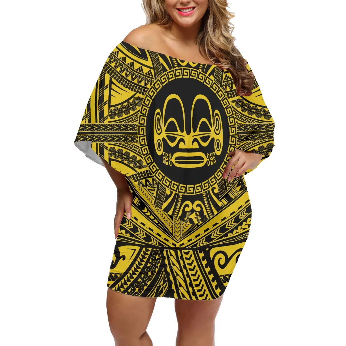 नई Strapless Bodycon कपड़े Marquesas द्वीप फ्रेंच पोलीनेशिया मुद्रण झालरदार स्कर्ट प्लस आकार पैकेज शाम सेक्सी कपड़े