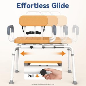 Sliding Shower <strong>Chair</strong> <strong>for</strong> Elderly with 350 lb Weight Capacity Aluminum Alloy Height Adjustable <strong>Tub</strong> Transfer Bench - Product Image 2