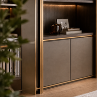 Armoire de rangement de bureau moderne en bois grainé avec bureau intégré et bibliothèque pour des espaces de travail productifs