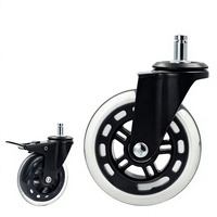 Roulettes universelles silencieuses en PU de 4 pouces noires transparentes robustes pour chaise de bureau et chaise de gaming, avec frein, pour l'export.