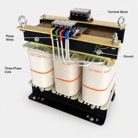 Transformateur triphasé élévateur carré 208V 380V 10kVA, convertisseur de puissance industriel ; Performance stable
