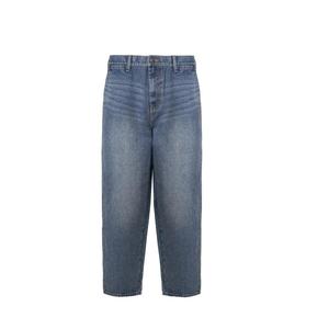 Wholesale Custom Mens Wide Leg Washed Printed Cotton Denim <b>Jeans</b> Loose Fit Casual Streetwear <b>Elastic</b> Breathable Fashion Trousers - Product Image 1