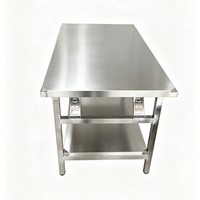 Table de travail pliante en acier inoxydable à 2 niveaux, table à manger rectangulaire pliable pour restaurant, hôtel, meubles de cuisine