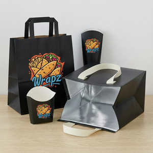 Juego de Envases de Papel Kraft para Alimentos, Caja para Pizza, Caja para Crepas, Vasos para Papas Fritas, Bolsas para Llevar, Impresión Offset Desechable - Product Image 4