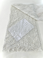 NI.AI Nouveau design de luxe, tissu brodé de sequins et de perles, style ligne, pour robe de mariée ou de soirée