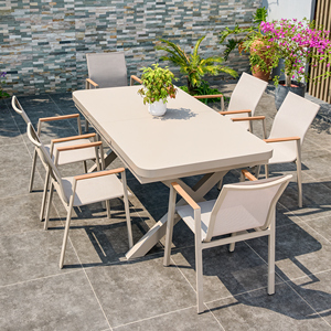 Set Tavolo da Esterno Antiruggine 2025 con Sedie in Corda e Tavolo in Alluminio per Terrazzo, Mobili da <span class=keywords><strong>Giardino</strong></span> con Cuscini e Guanciali Impermeabili - Product Image 2