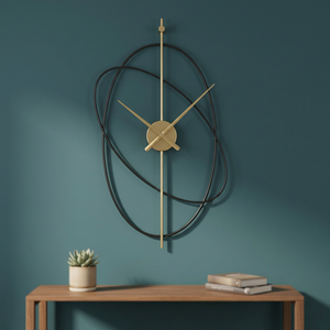 Reloj de Pared Redondo Minimalista de Metal, Diseño Geométrico Abstracto, Reloj Analógico de Cuarzo Silencioso para Colgar en la Sala de Estar - Product Image 5