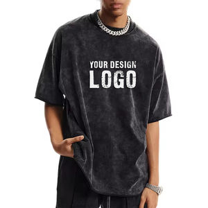 Camiseta Deportiva Holgada de Verano para Hombre, Estilo Vintage Lavado, con Logotipo Personalizado, Transpirable, Talla Grande - Product Image 2