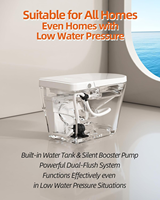 Toilette intelligente avec bidet, à poser au sol, de luxe, monobloc, allongée, fermeture automatique, capteur de pied, ouverture/fermeture/flush, siège chauffant, massage, lavage