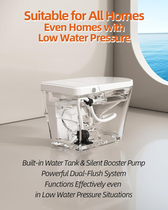 โถสุขภัณฑ์อัจฉริยะแบบตั้งพื้น รุ่นหรูหรา แบบชิ้นเดียว ทรงยาว ปิดอัตโนมัติด้วยเซ็นเซอร์เท้า เปิด/ปิด/ล้างอัตโนมัติ พร้อมที่นั่งอุ่น นวด และฟังก์ชั่นชำระล้าง - Product Image 2