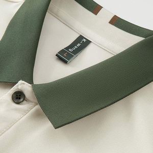 Chemise pour homme en polyester 100% anti-plis 190G avec logo personnalisé, col contrastant, manches courtes, tissu satiné, imprimé coloré, golf - Product Image 5