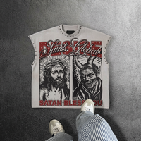 Camiseta de Alta Calidad Estilo Vintage con Remaches, Diseño Gráfico de Personajes Hip Hop Ret Rasta, Talla Grande, Personalizada